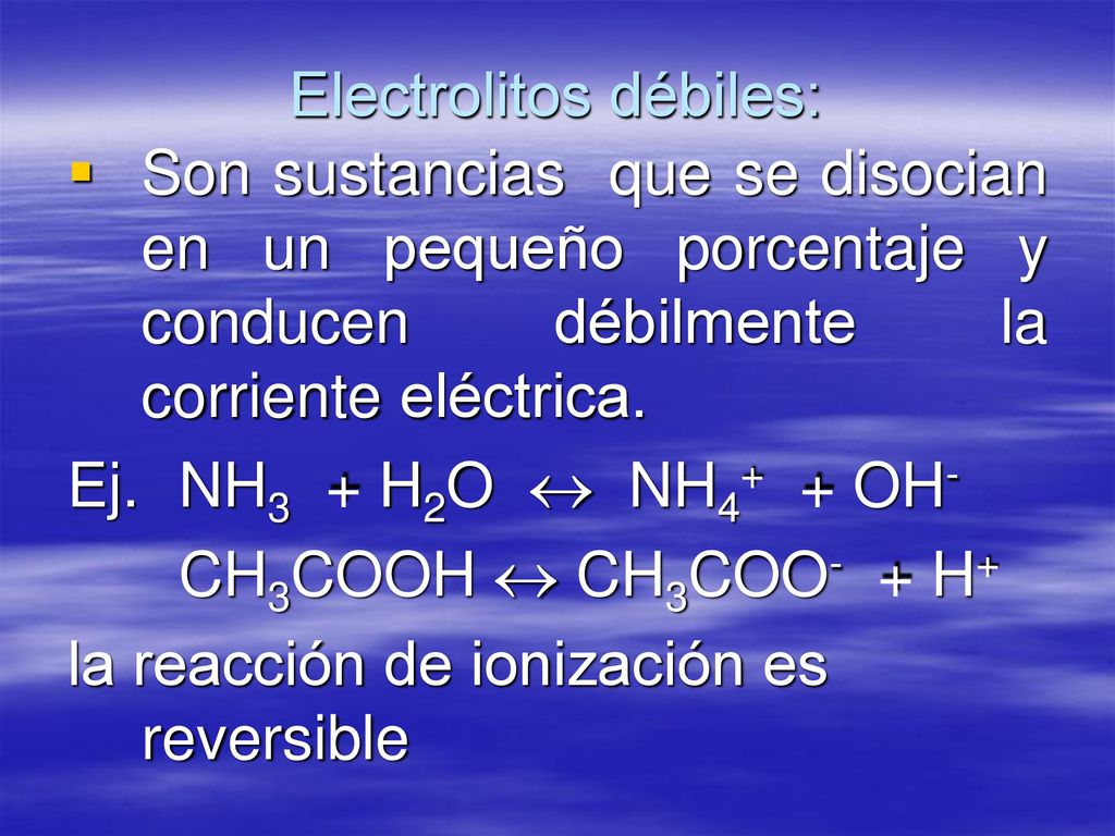 Electrolitos débiles: