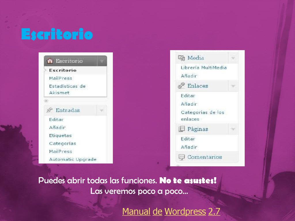 Escritorio Puedes abrir todas las funciones. No te asustes!