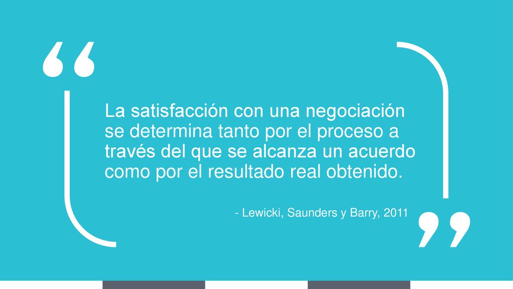 La satisfacción con una negociación se determina tanto por el proceso a través del que se alcanza un acuerdo como por el resultado real obtenido.