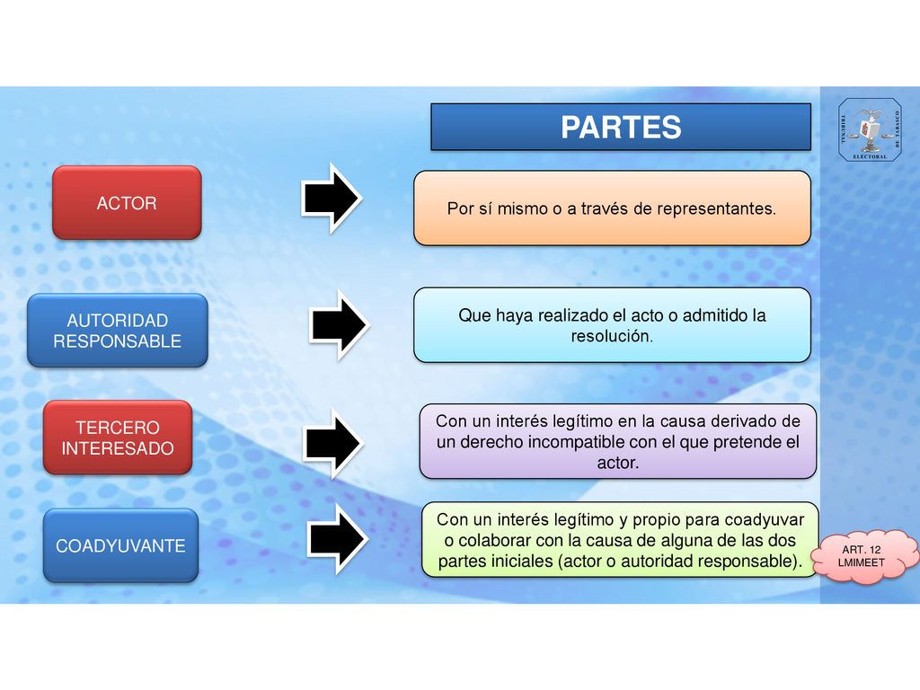 PARTES ACTOR Por sí mismo o a través de representantes.