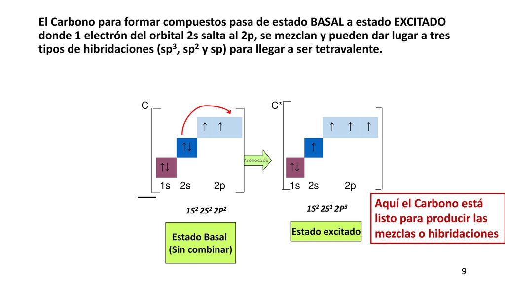 Aquí el Carbono está listo para producir las mezclas o hibridaciones