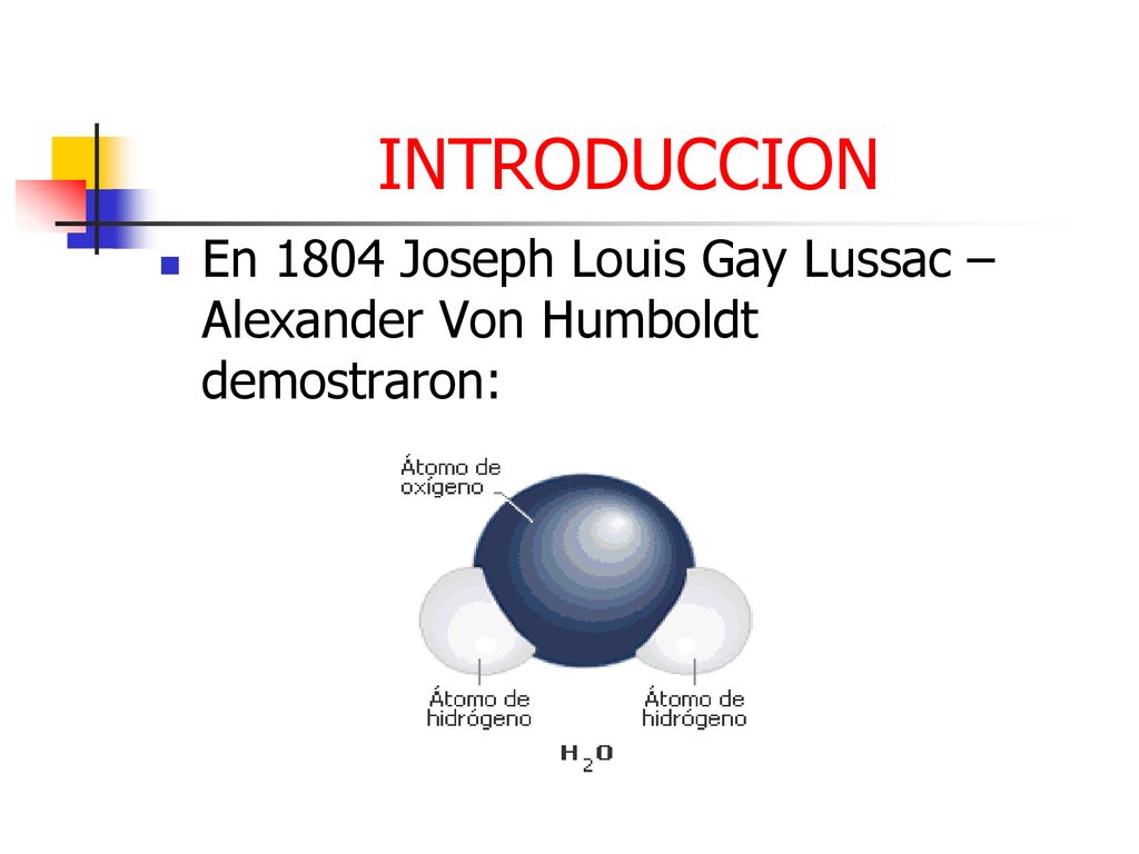 INTRODUCCION En 1804 Joseph Louis Gay Lussac – Alexander Von Humboldt demostraron: