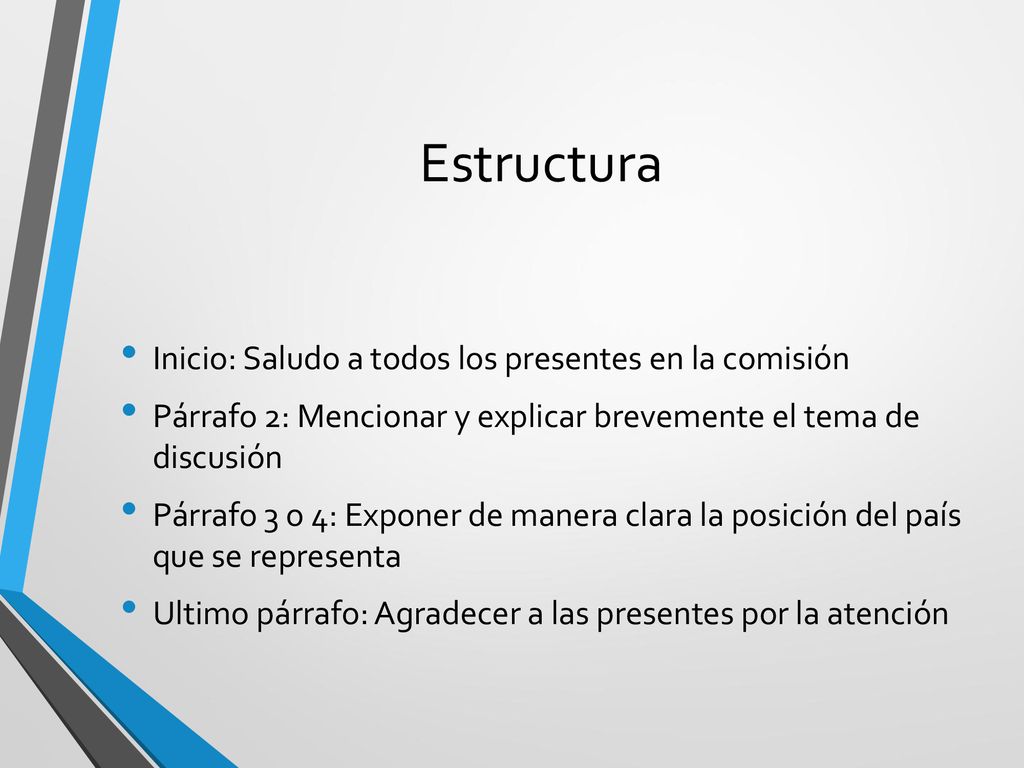 Estructura Inicio: Saludo a todos los presentes en la comisión