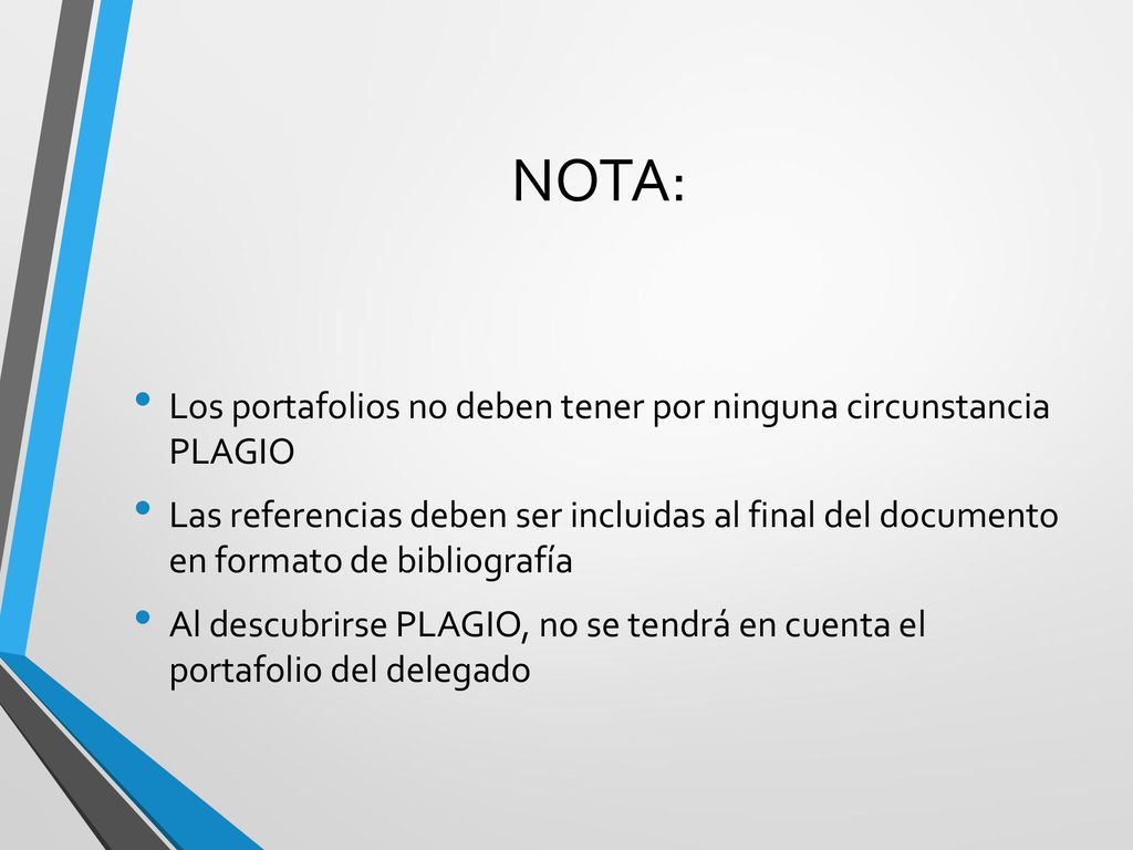NOTA: Los portafolios no deben tener por ninguna circunstancia PLAGIO