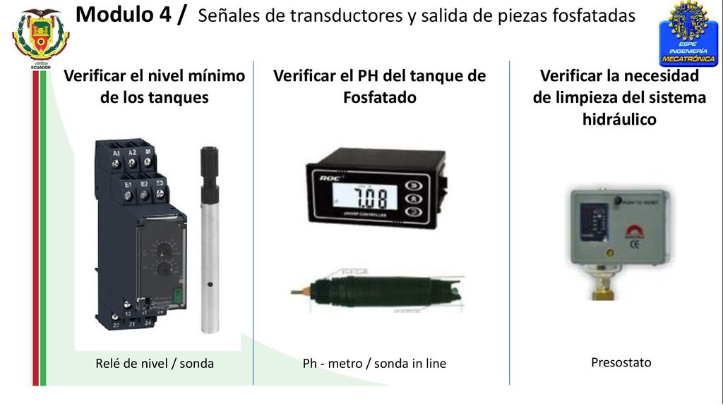 Modulo 4 / Señales de transductores y salida de piezas fosfatadas