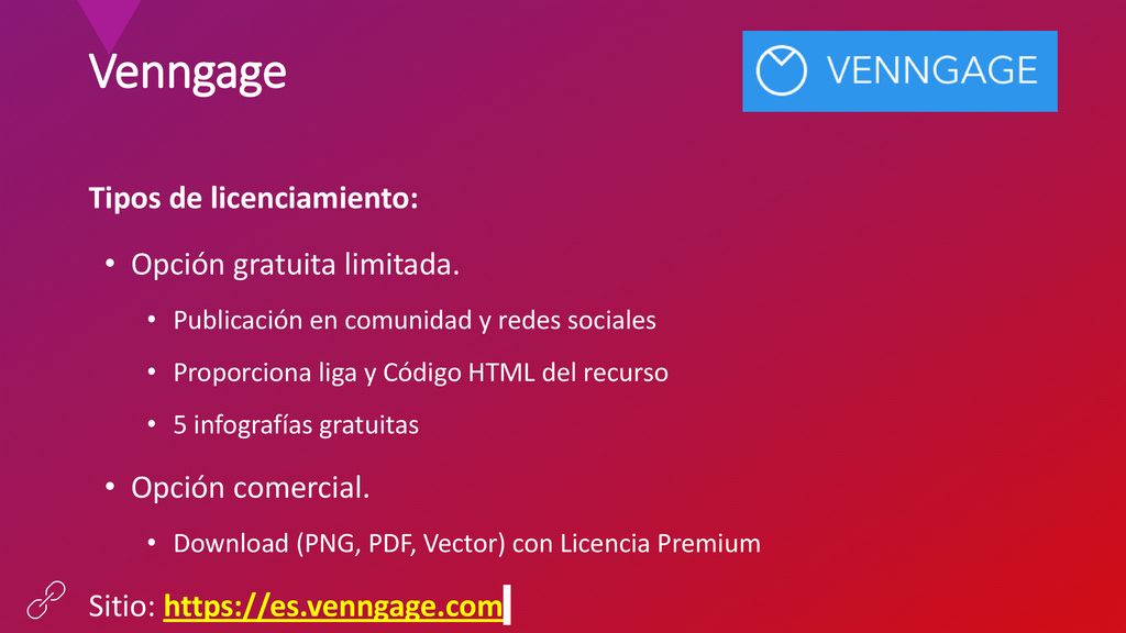 Venngage Tipos de licenciamiento: Opción gratuita limitada.