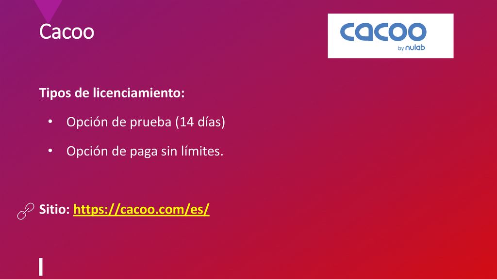 Cacoo Tipos de licenciamiento: Opción de prueba (14 días)
