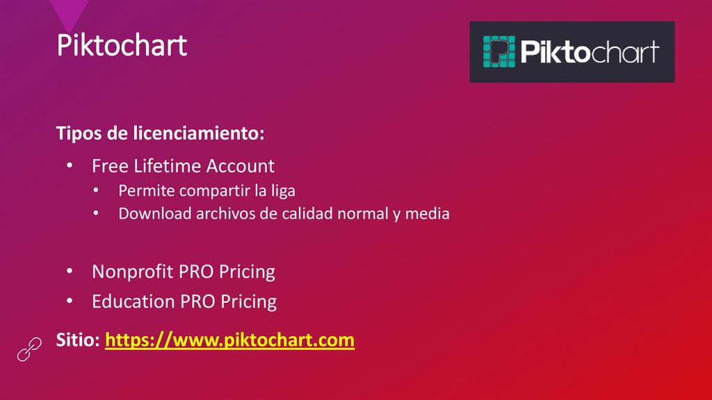 Piktochart Tipos de licenciamiento: Free Lifetime Account