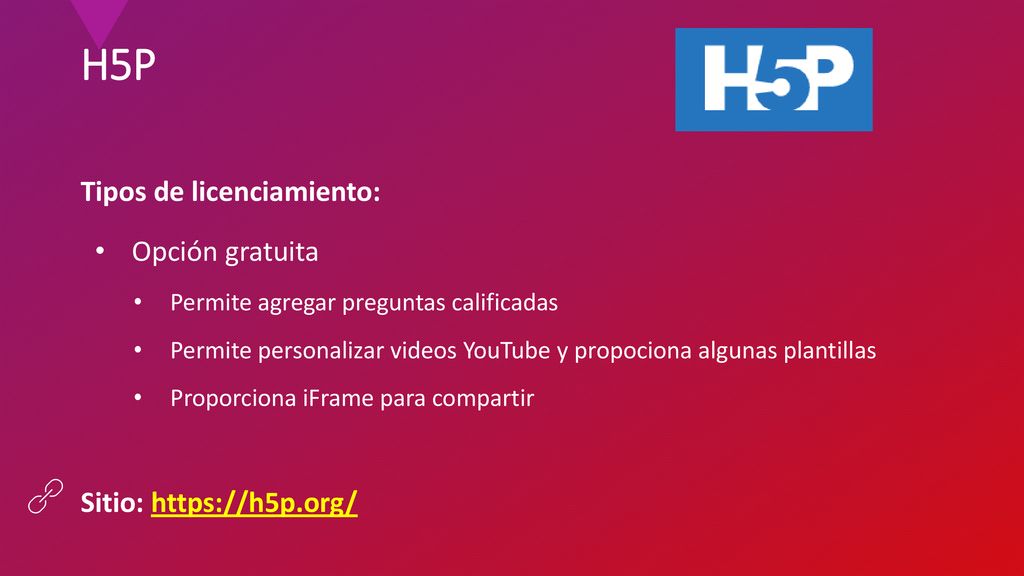 H5P Tipos de licenciamiento: Opción gratuita Sitio: