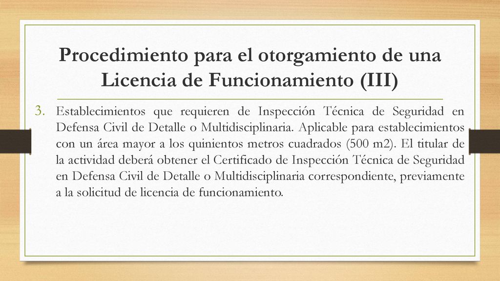 Procedimiento para el otorgamiento de una Licencia de Funcionamiento (III)