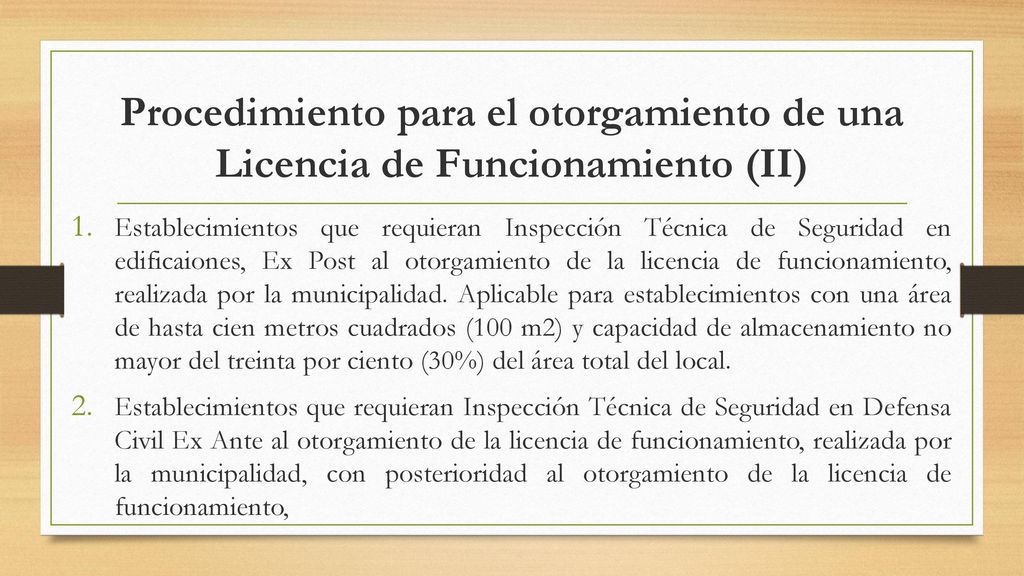 Procedimiento para el otorgamiento de una Licencia de Funcionamiento (II)