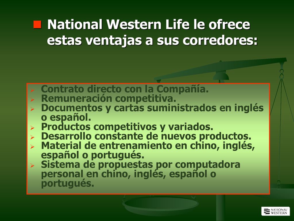 National Western Life le ofrece estas ventajas a sus corredores: