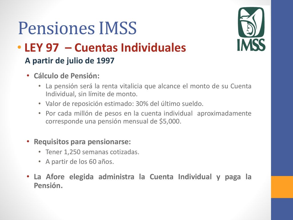 Pensiones IMSS LEY 97 – Cuentas Individuales A partir de julio de 1997