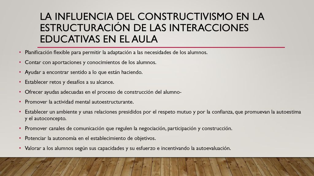 La influencia del constructivismo en la estructuración de las interacciones educativas en el aula