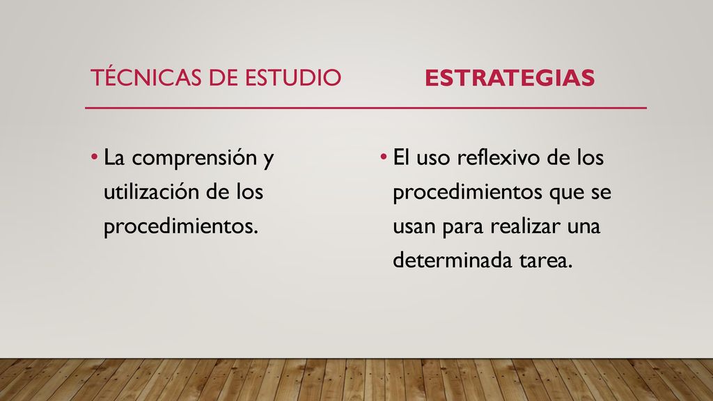 Técnicas de estudio estrategias. La comprensión y utilización de los procedimientos.