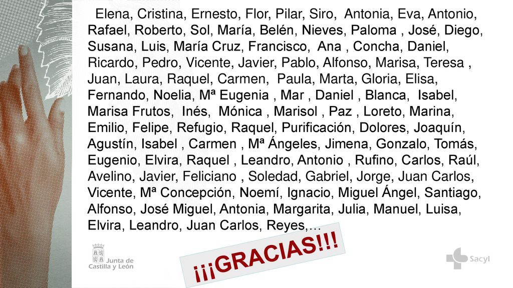 Elena, Cristina, Ernesto, Flor, Pilar, Siro, Antonia, Eva, Antonio, Rafael, Roberto, Sol, María, Belén, Nieves, Paloma , José, Diego, Susana, Luis, María Cruz, Francisco, Ana , Concha, Daniel, Ricardo, Pedro, Vicente, Javier, Pablo, Alfonso, Marisa, Teresa , Juan, Laura, Raquel, Carmen, Paula, Marta, Gloria, Elisa, Fernando, Noelia, Mª Eugenia , Mar , Daniel , Blanca, Isabel, Marisa Frutos, Inés, Mónica , Marisol , Paz , Loreto, Marina, Emilio, Felipe, Refugio, Raquel, Purificación, Dolores, Joaquín, Agustín, Isabel , Carmen , Mª Ángeles, Jimena, Gonzalo, Tomás, Eugenio, Elvira, Raquel , Leandro, Antonio , Rufino, Carlos, Raúl, Avelino, Javier, Feliciano , Soledad, Gabriel, Jorge, Juan Carlos, Vicente, Mª Concepción, Noemí, Ignacio, Miguel Ángel, Santiago, Alfonso, José Miguel, Antonia, Margarita, Julia, Manuel, Luisa, Elvira, Leandro, Juan Carlos, Reyes,…