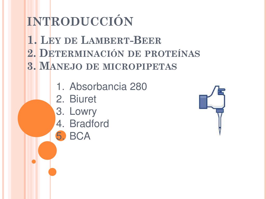 INTRODUCCIÓN 1. Ley de Lambert-Beer 2. Determinación de proteínas 3