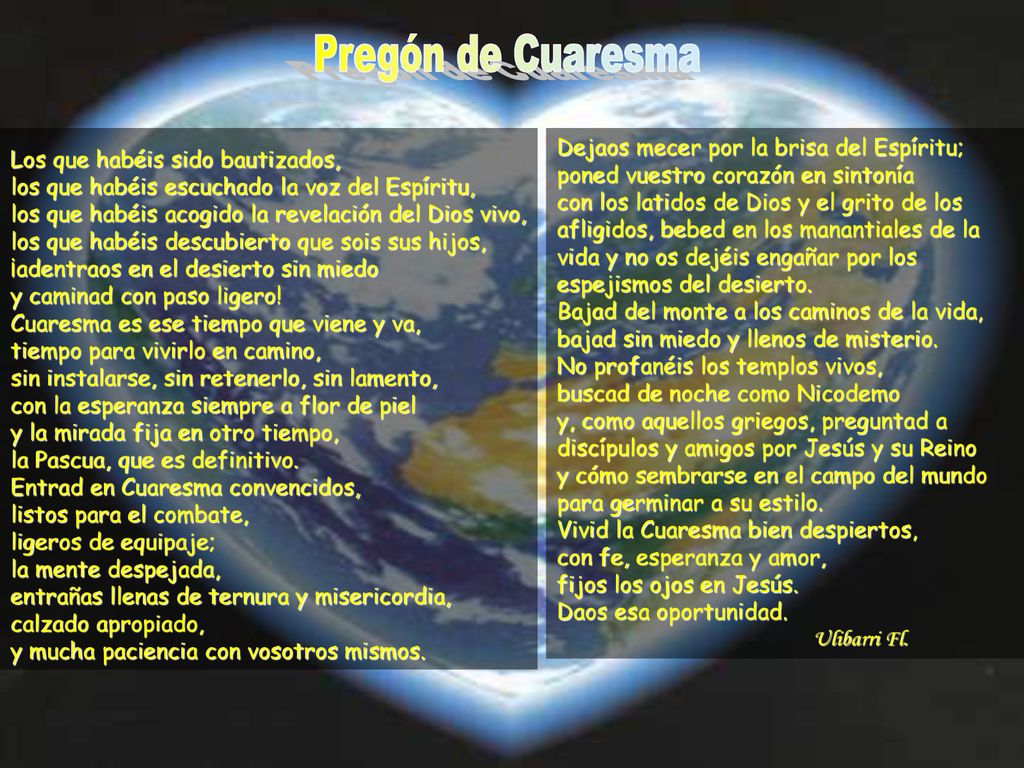 Pregón de Cuaresma Dejaos mecer por la brisa del Espíritu;