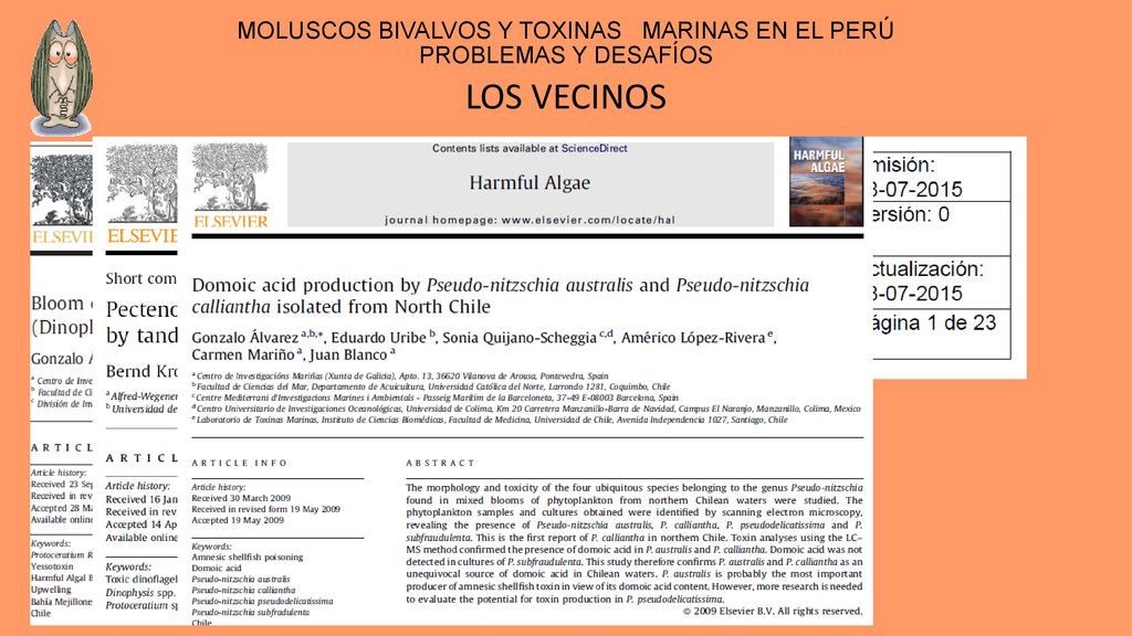 MOLUSCOS BIVALVOS Y TOXINAS MARINAS EN EL PERÚ PROBLEMAS Y DESAFÍOS