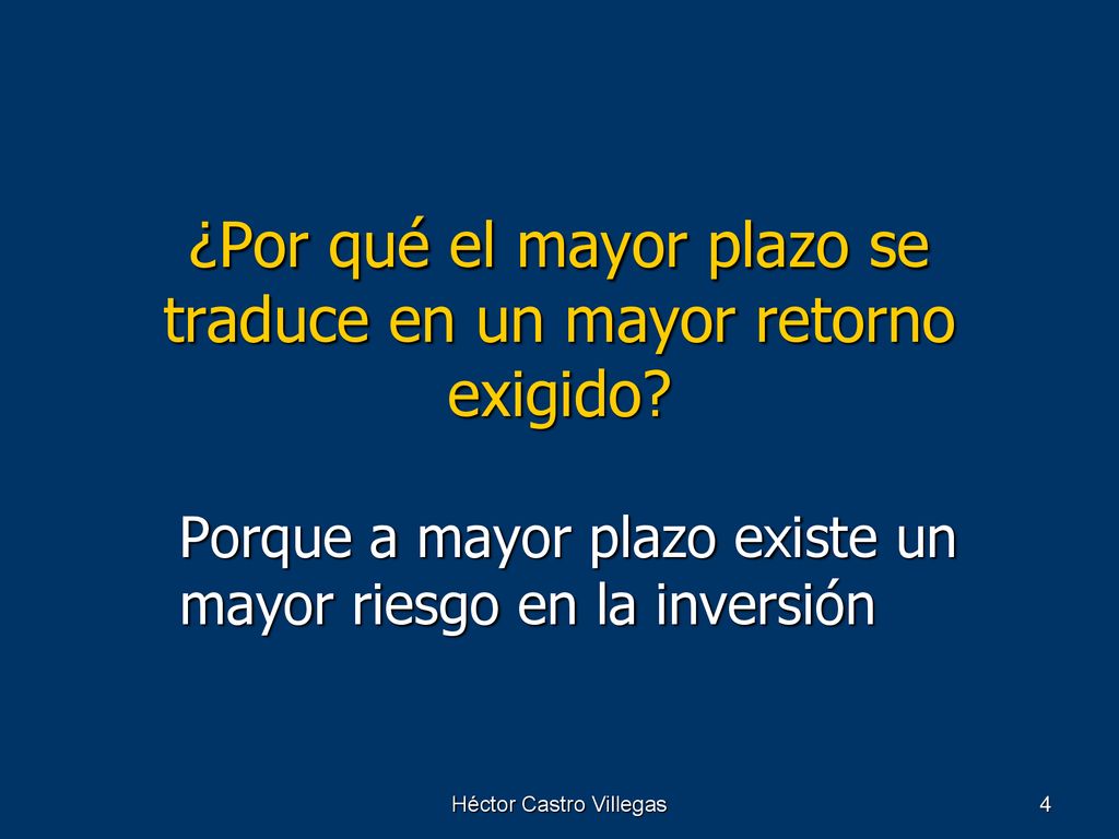 ¿Por qué el mayor plazo se traduce en un mayor retorno exigido