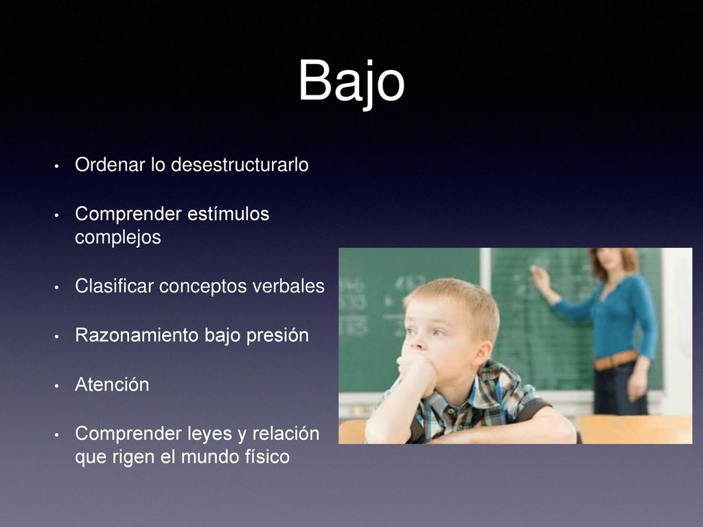 Bajo Ordenar lo desestructurarlo Comprender estímulos complejos