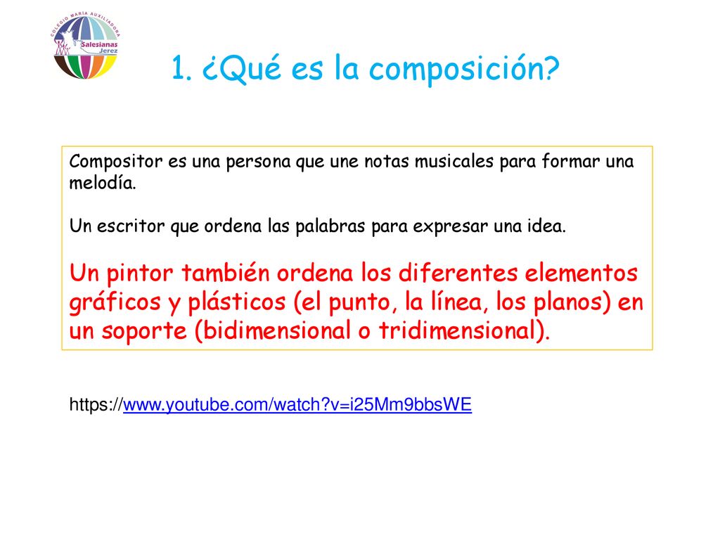 1. ¿Qué es la composición Compositor es una persona que une notas musicales para formar una melodía.