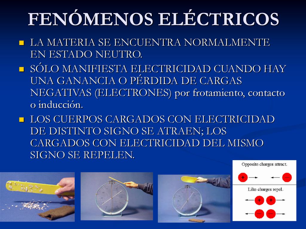 FENÓMENOS ELÉCTRICOS LA MATERIA SE ENCUENTRA NORMALMENTE EN ESTADO NEUTRO.