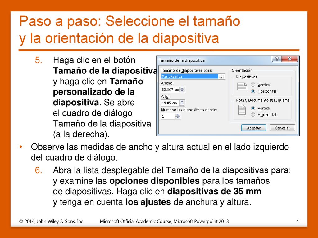 Paso a paso: Seleccione el tamaño y la orientación de la diapositiva