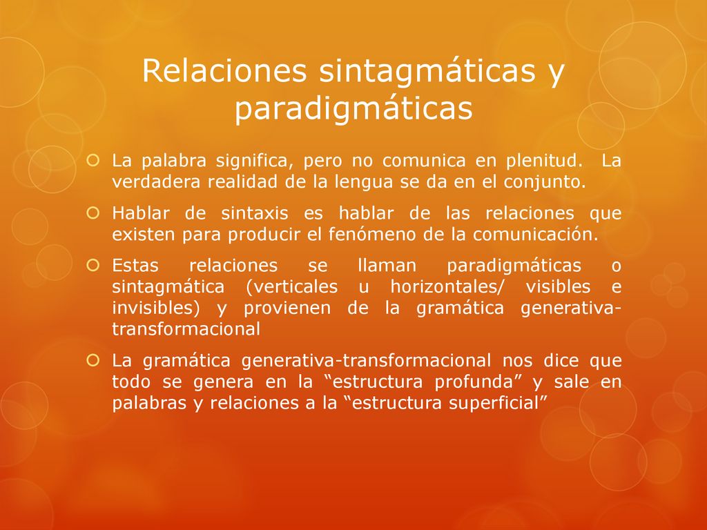 Relaciones sintagmáticas y paradigmáticas
