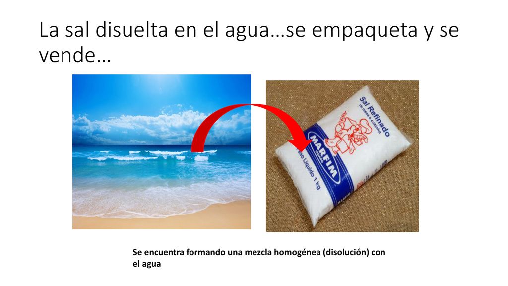 La sal disuelta en el agua…se empaqueta y se vende…