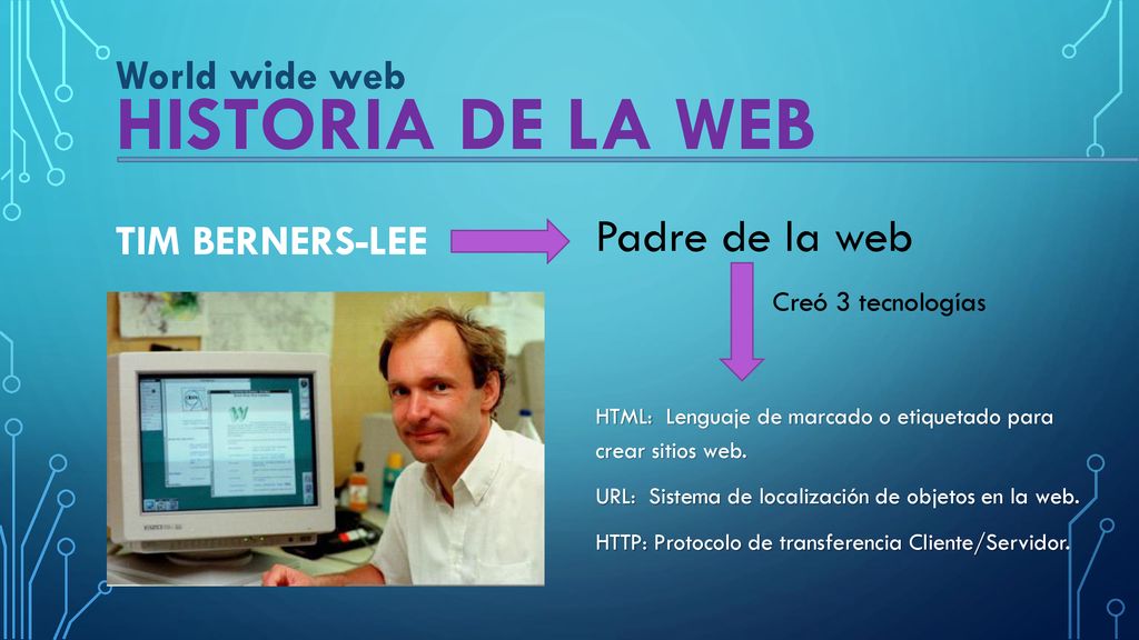 Historia de la web Padre de la web World wide web Tim Berners-Lee