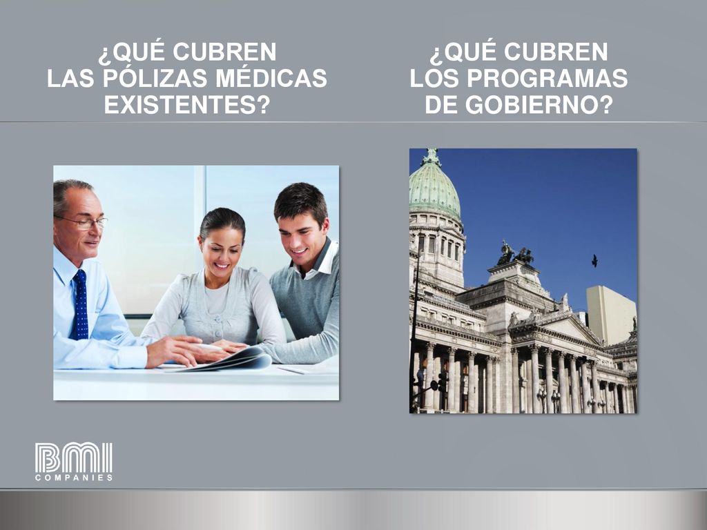 ¿QUÉ CUBREN LAS PÓLIZAS MÉDICAS EXISTENTES ¿QUÉ CUBREN LOS PROGRAMAS DE GOBIERNO