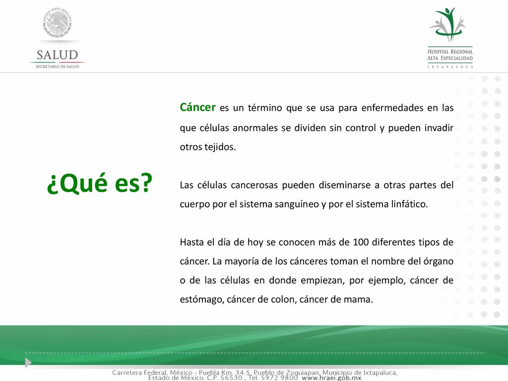 Cáncer es un término que se usa para enfermedades en las que células anormales se dividen sin control y pueden invadir otros tejidos.