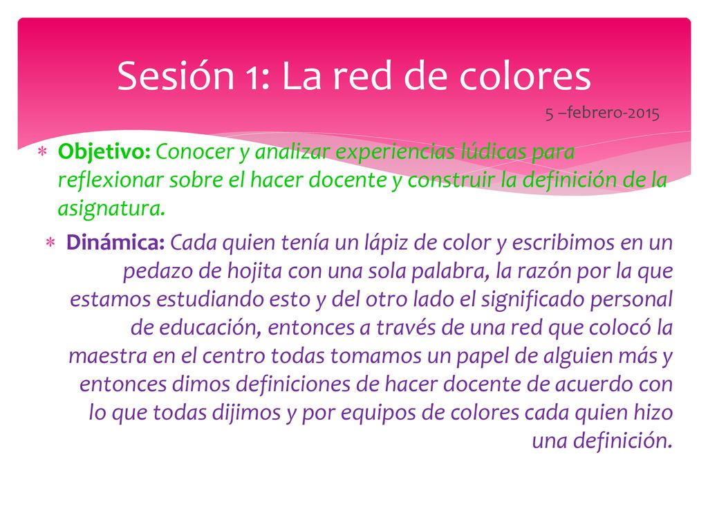 Sesión 1: La red de colores
