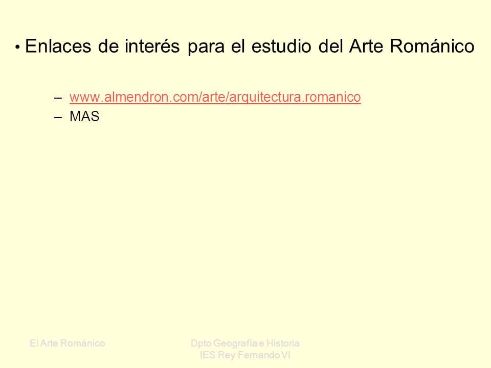 Enlaces de interés para el estudio del Arte Románico