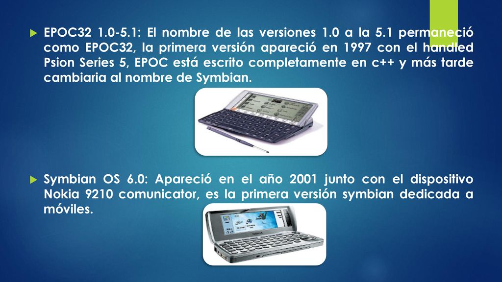 EPOC : El nombre de las versiones 1. 0 a la 5