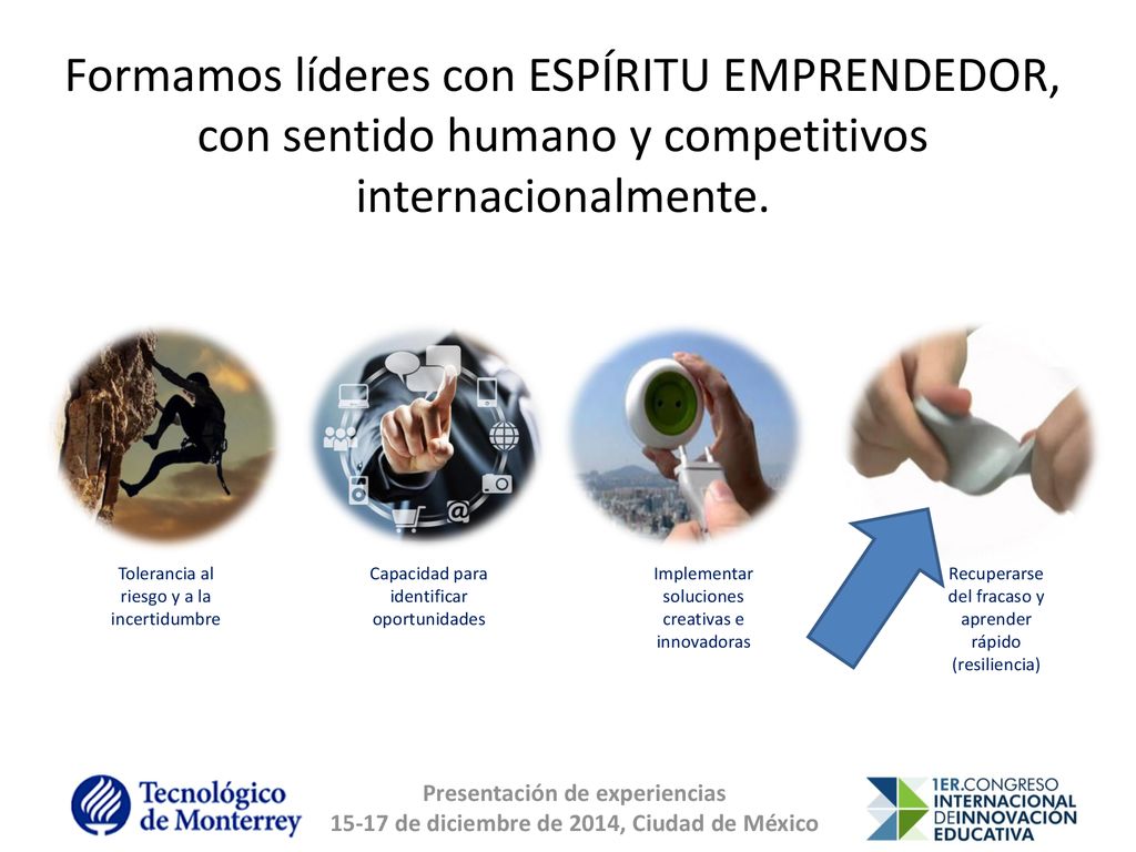 Formamos líderes con ESPÍRITU EMPRENDEDOR, con sentido humano y competitivos internacionalmente.