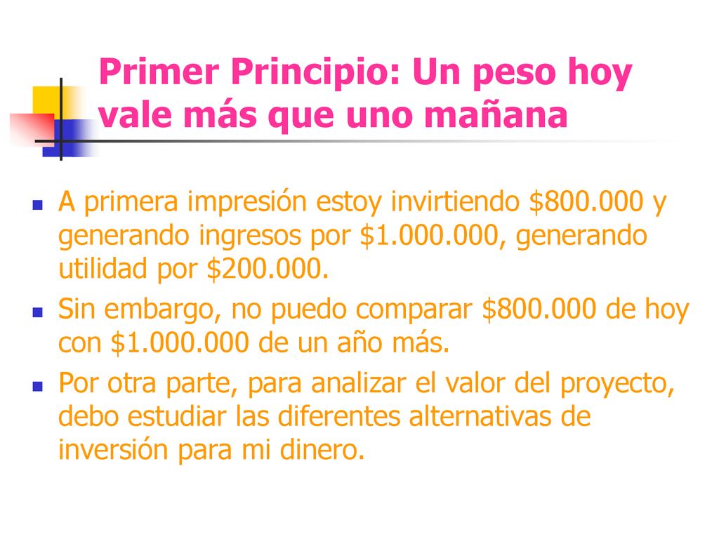 Primer Principio: Un peso hoy vale más que uno mañana