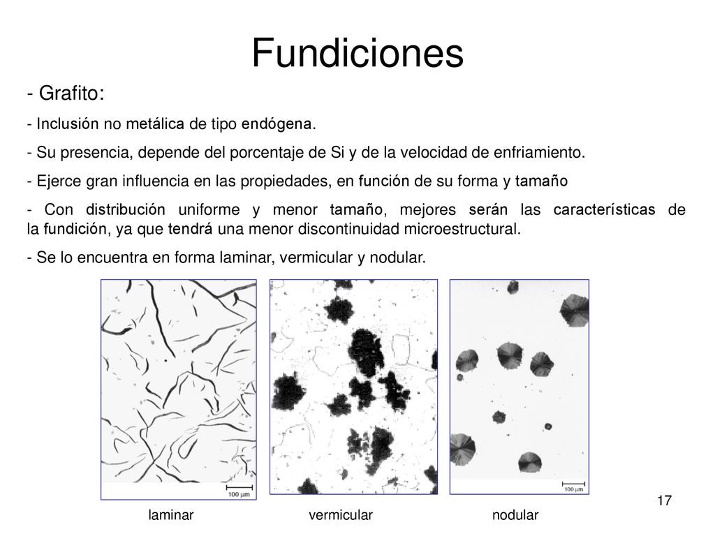Fundiciones - Grafito: - Inclusión no metálica de tipo endógena.