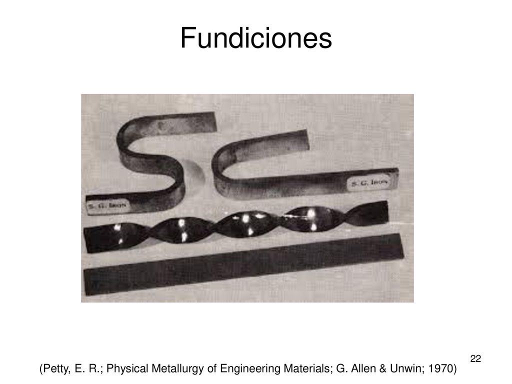 Fundiciones (Petty, E. R.; Physical Metallurgy of Engineering Materials; G. Allen & Unwin; 1970)