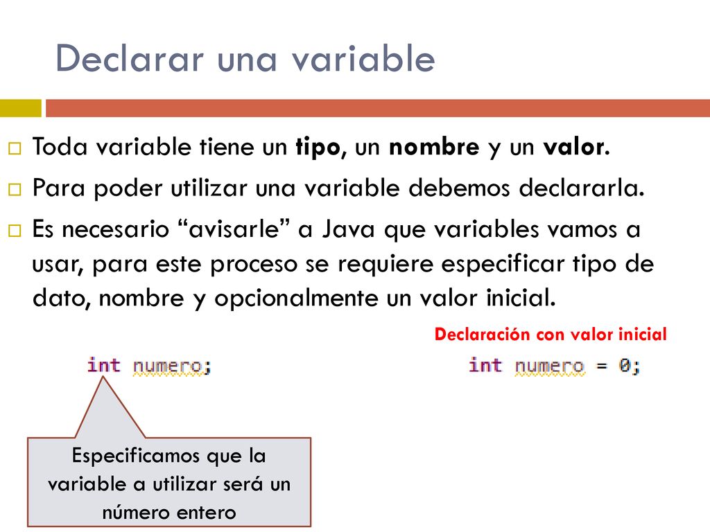Especificamos que la variable a utilizar será un número entero