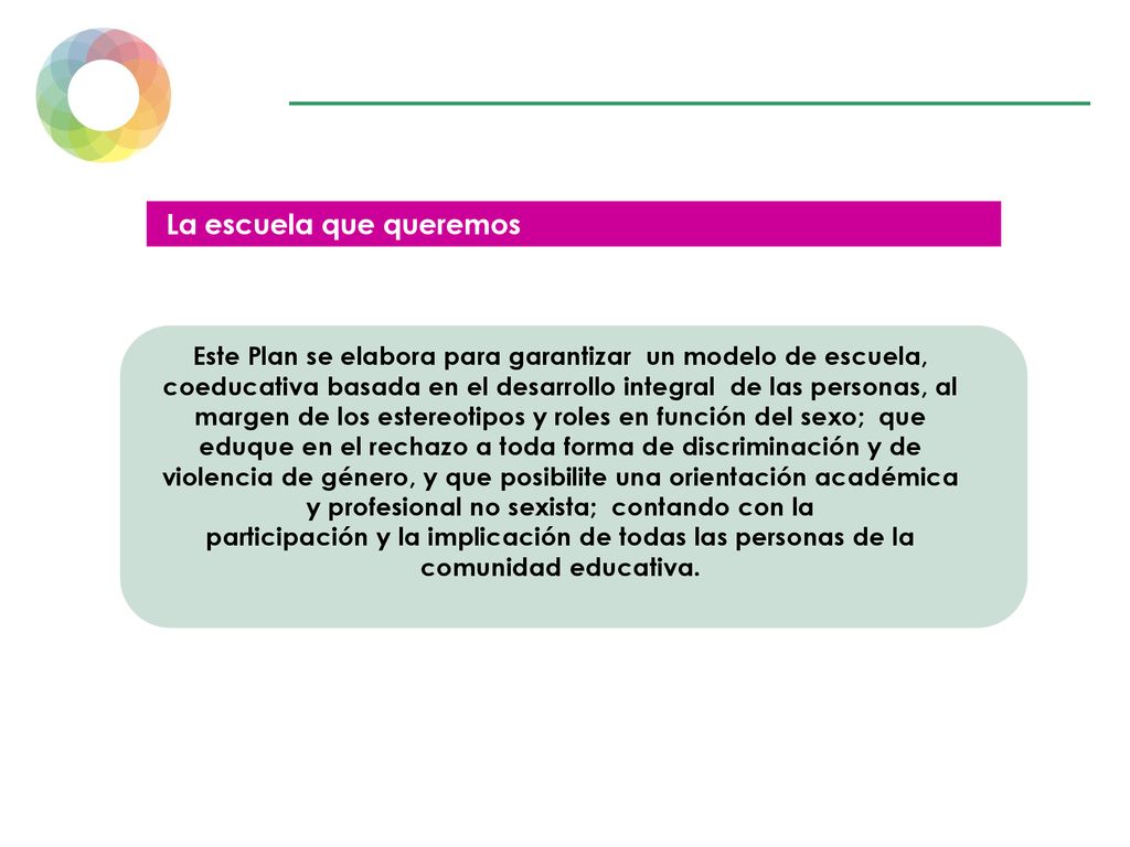 Este Plan se elabora para garantizar un modelo de escuela,