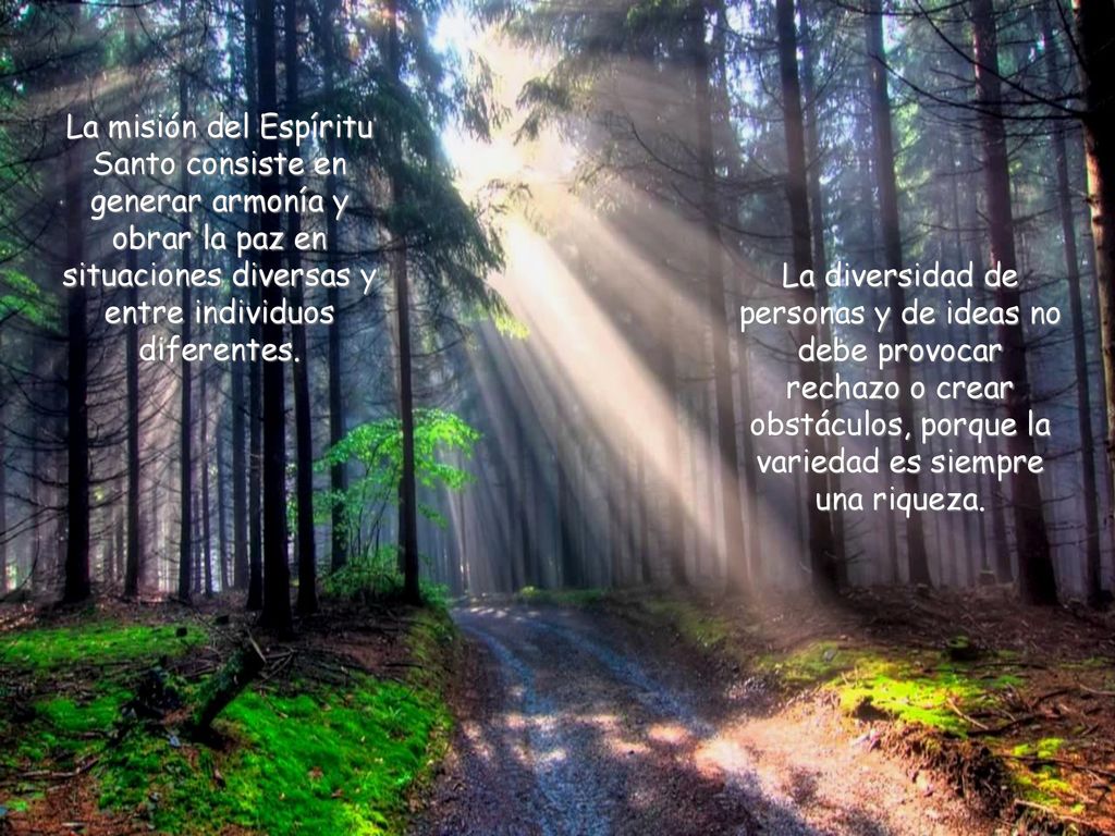 La misión del Espíritu Santo consiste en generar armonía y obrar la paz en situaciones diversas y entre individuos diferentes.