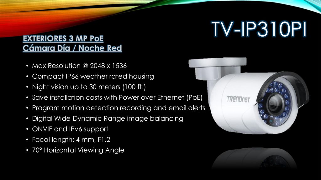 TV-IP310PI EXTERIORES 3 MP PoE Cámara Día / Noche Red