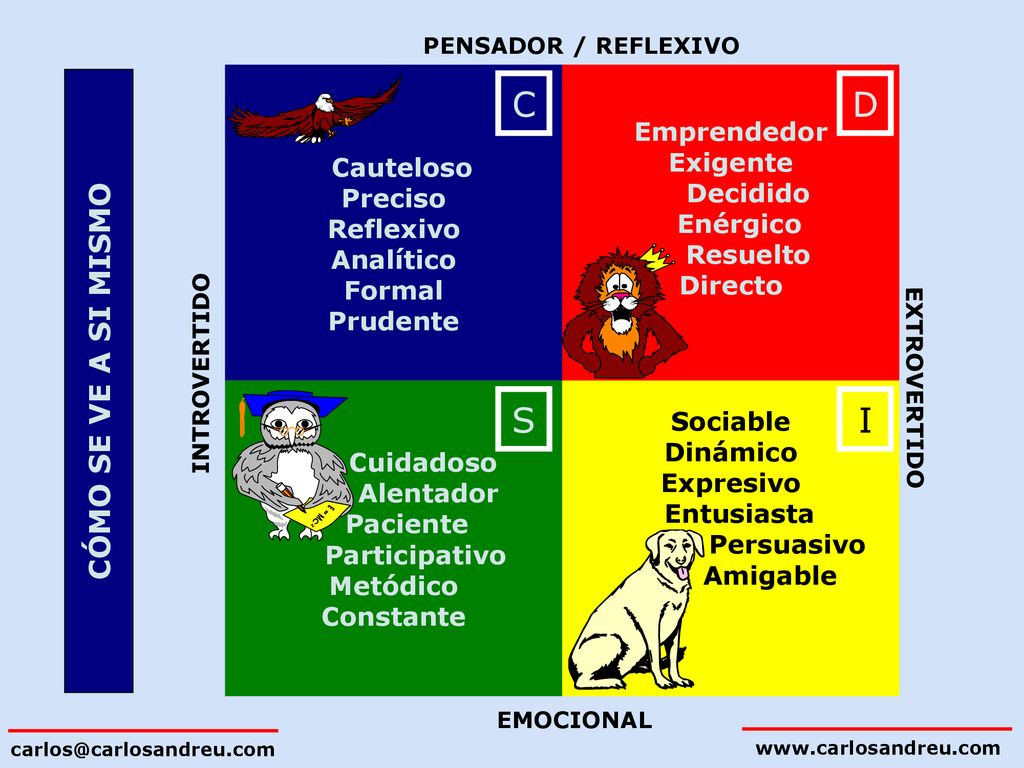 C D S I CÓMO SE VE A SI MISMO Emprendedor Exigente Preciso Decidido