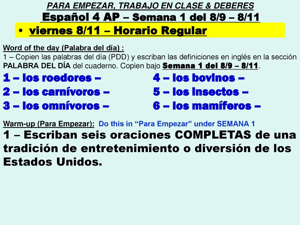 1 – los roedores – 4 – los bovinos –