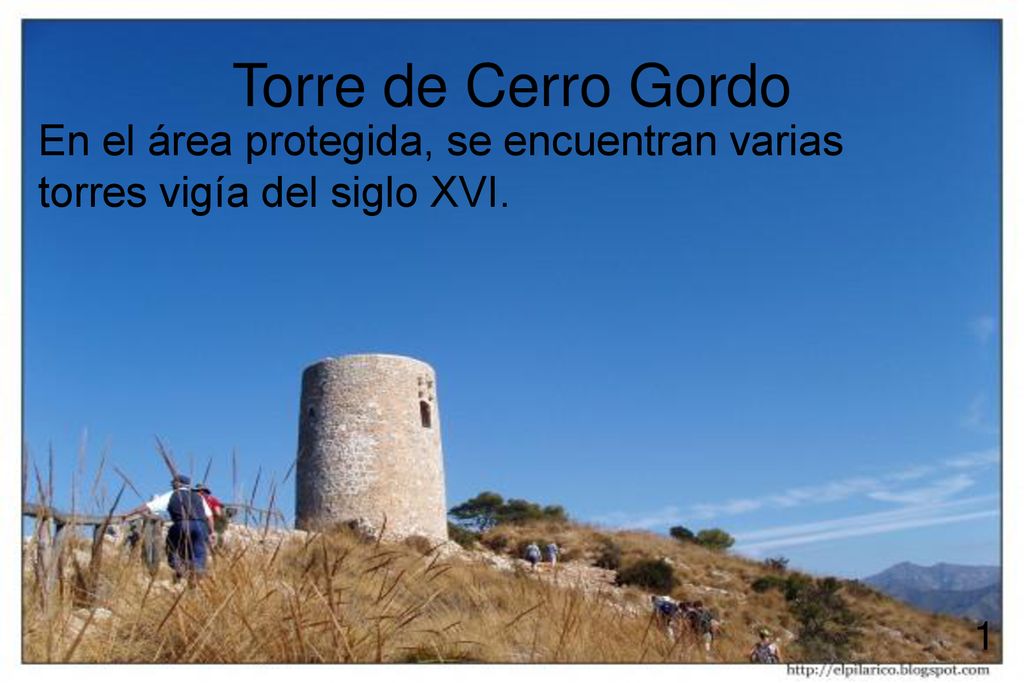 Torre de Cerro Gordo En el área protegida, se encuentran varias torres vigía del siglo XVI. 1