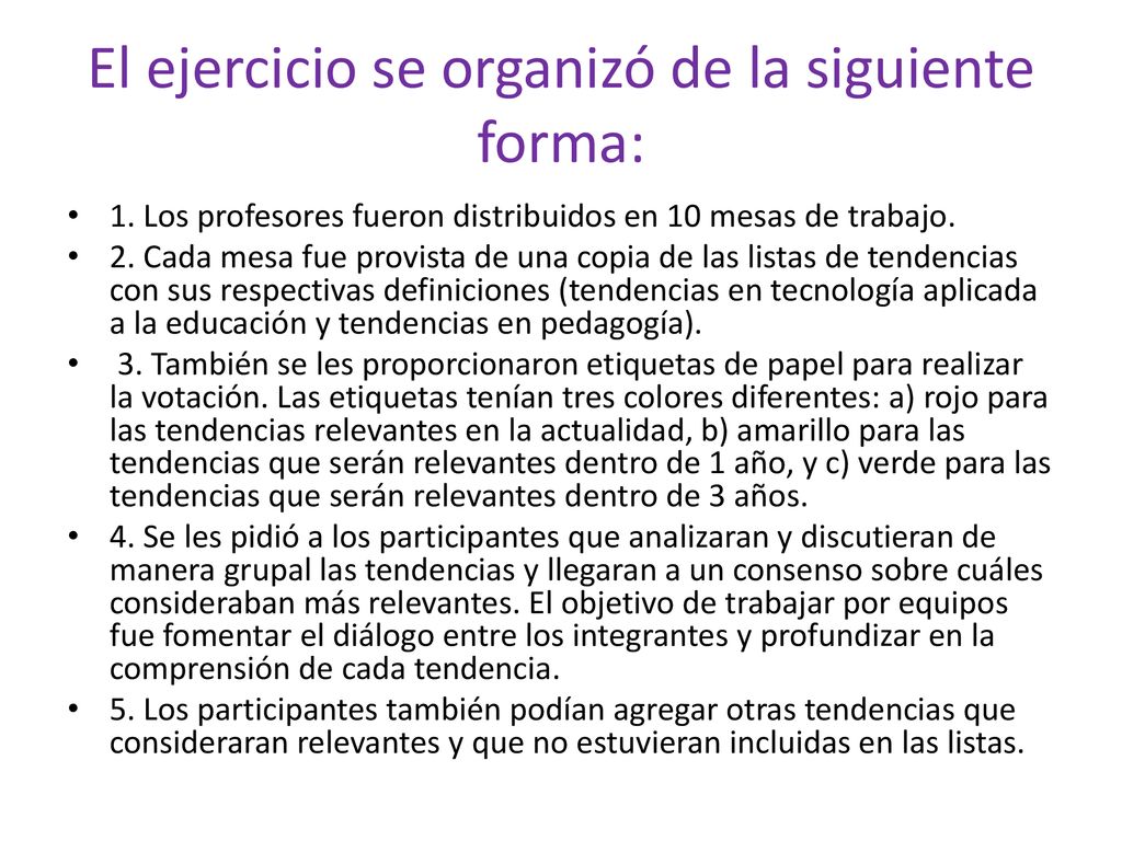 El ejercicio se organizó de la siguiente forma: