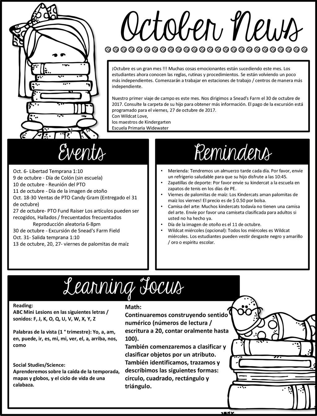 ¡Octubre es un gran mes !!! Muchas cosas emocionantes están sucediendo este mes. Los estudiantes ahora conocen las reglas, rutinas y procedimientos. Se están volviendo un poco más independientes. Comenzarán a trabajar en estaciones de trabajo / centros de manera más independiente.