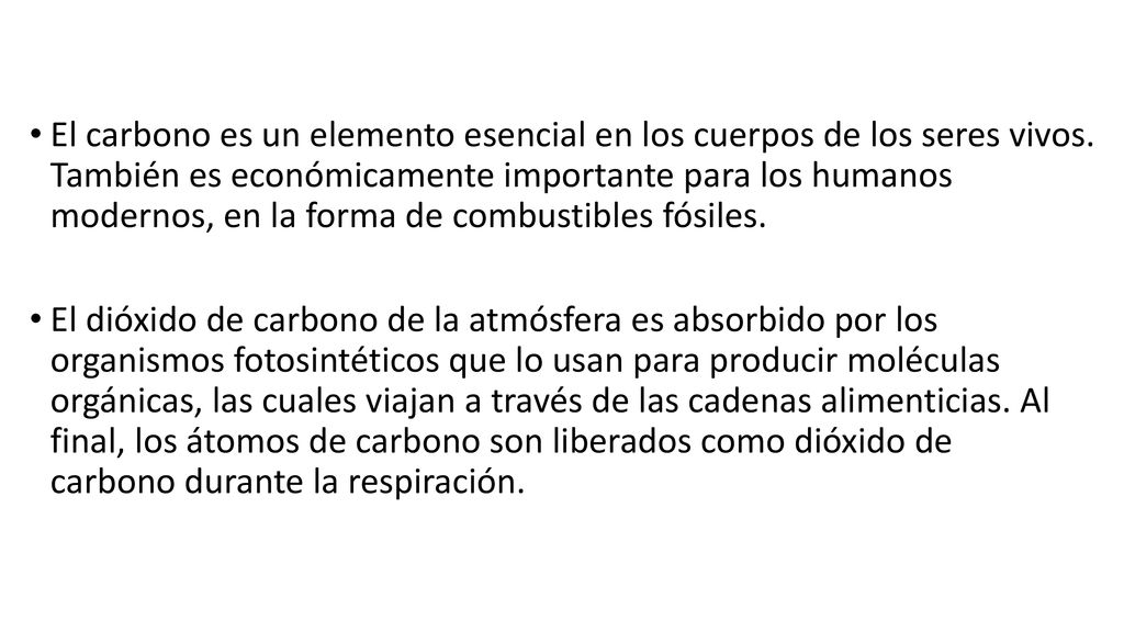 El carbono es un elemento esencial en los cuerpos de los seres vivos